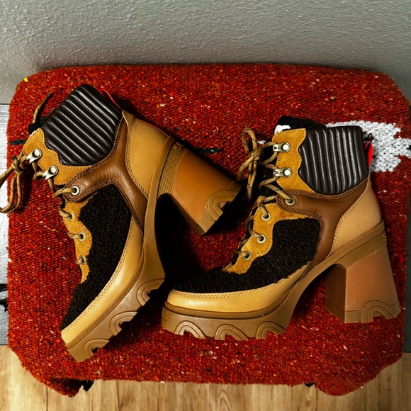 SOREL Women's Brex Cozy Mixed-Media Lace-Up Ankle Booties Blackend Brown Sz 7 - Picture 10 of 11